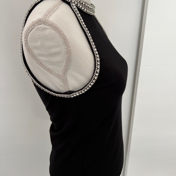 Generation Love Black Sleeveless Razor Back Rhinestone Trim Top NWT - Picture 6 of 8